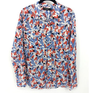 Lauren Ralph Lauren Shirt Womens XL Blue Red Floral Button Down‎ Long Sleeve Top